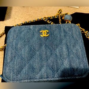 Chanel denim blue pearl crush mini vanity camera bag
